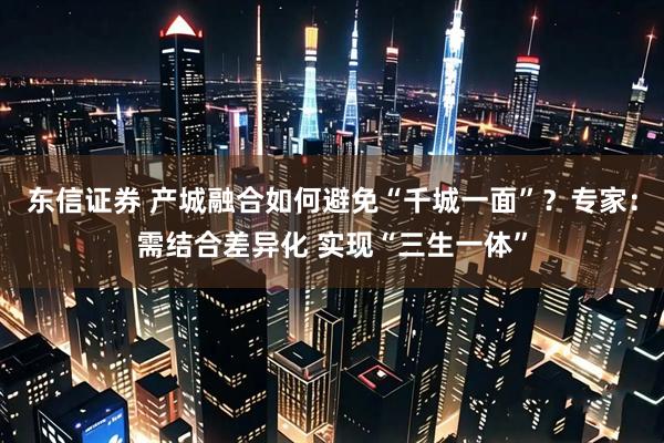 东信证券 产城融合如何避免“千城一面”？专家：需结合差异化 实现“三生一体”
